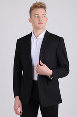 Barabas Wholesale Men's Brushed Cotton Notch Lapel Casual Blazer 5BL200 Black
