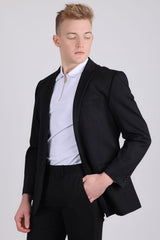 Barabas Wholesale Men's Brushed Cotton Notch Lapel Casual Blazer 5BL200 Black