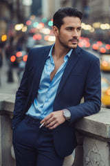 Barabas Wholesale Men's Brushed Cotton Notch Lapel Casual Blazer 5BL200 Navy