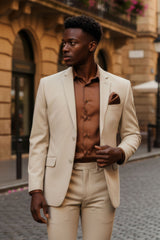 Barabas Wholesale Men's Brushed Cotton Notch Lapel Casual Blazer 5BL200 Tan