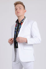 Barabas Wholesale Men's Brushed Cotton Notch Lapel Casual Blazer 5BL200 White