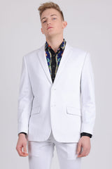 Barabas Wholesale Men's Brushed Cotton Notch Lapel Casual Blazer 5BL200 White