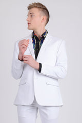 Barabas Wholesale Men's Brushed Cotton Notch Lapel Casual Blazer 5BL200 White