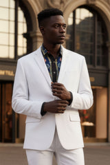 Barabas Wholesale Men's Brushed Cotton Notch Lapel Casual Blazer 5BL200 White