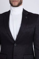 Barabas Wholesale Men's Floral Geometric Design Notch Lapel Blazer 5BL21 Black