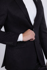 Barabas Wholesale Men's Floral Geometric Design Notch Lapel Blazer 5BL21 Black