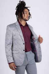 Barabas Wholesale Men's Floral Geometric Design Notch Lapel Blazer 5BL21 Silver