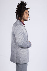 Barabas Wholesale Men's Floral Geometric Design Notch Lapel Blazer 5BL21 Silver