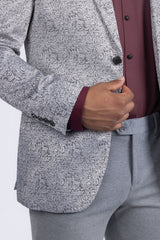 Barabas Wholesale Men's Floral Geometric Design Notch Lapel Blazer 5BL21 Silver