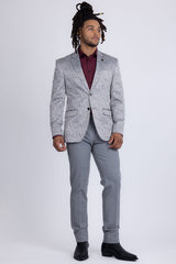 Barabas Wholesale Men's Floral Geometric Design Notch Lapel Blazer 5BL21 Silver