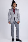 Barabas Wholesale Men's Floral Geometric Design Notch Lapel Blazer 5BL21 Silver