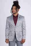 Barabas Wholesale Men's Floral Geometric Design Notch Lapel Blazer 5BL21 Silver
