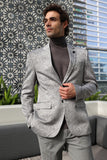 Barabas Wholesale Men's Floral Geometric Design Notch Lapel Blazer 5BL21 Silver