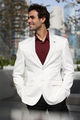 Barabas Wholesale Men's Floral Geometric Design Notch Lapel Blazer 5BL21 White