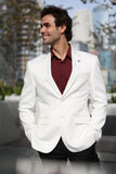 Barabas Wholesale Men's Floral Geometric Design Notch Lapel Blazer 5BL21 White