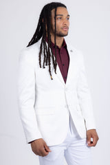 Barabas Wholesale Men's Floral Geometric Design Notch Lapel Blazer 5BL21 White