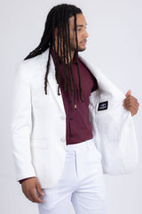 Barabas Wholesale Men's Floral Geometric Design Notch Lapel Blazer 5BL21 White