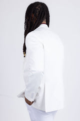 Barabas Wholesale Men's Floral Geometric Design Notch Lapel Blazer 5BL21 White