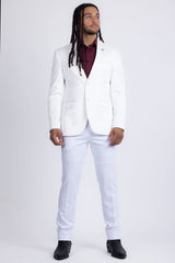 Barabas Wholesale Men's Floral Geometric Design Notch Lapel Blazer 5BL21 White