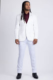 Barabas Wholesale Men's Floral Geometric Design Notch Lapel Blazer 5BL21 White