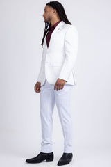 Barabas Wholesale Men's Floral Geometric Design Notch Lapel Blazer 5BL21 White