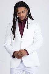 Barabas Wholesale Men's Floral Geometric Design Notch Lapel Blazer 5BL21 White