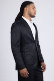 Barabas Men's Embroidered Floral Notch Lapel Casual Blazer 5BL23 Black
