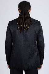 Barabas Wholesale Men's Embroidered FloralNotch Lapel Casual Blazer 5BL23 Black