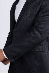 Barabas Men's Embroidered Floral Notch Lapel Casual Blazer 5BL23 Black