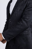 Barabas Men's Embroidered Floral Notch Lapel Casual Blazer 5BL23 Black