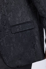 Barabas Men's Embroidered Floral Notch Lapel Casual Blazer 5BL23 Black