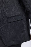 Barabas Men's Embroidered Floral Notch Lapel Casual Blazer 5BL23 Black