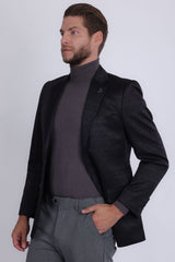 Barabas Wholesale Men's Floral Pattern Notch Lapel Casual Blazer 5BL24 Black