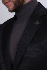 Barabas Men's Floral Pattern Notch Lapel Casual Blazer 5BL24 Black