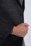 Barabas Men's Floral Pattern Notch Lapel Casual Blazer 5BL24 Black