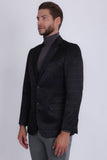 Barabas Wholesale Men's Floral Pattern Notch Lapel Casual Blazer 5BL24 Black