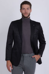 Barabas Wholesale Men's Floral Pattern Notch Lapel Casual Blazer 5BL24 Black