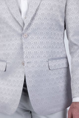 Barabas Wholesale Men's Floral Pattern Notch Lapel Casual Blazer 5BL24 Silver