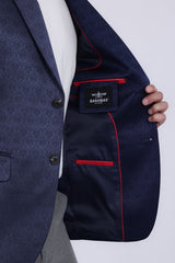 Barabas Men's Floral Pattern Notch Lapel Casual Blazer 5BL24 Navy