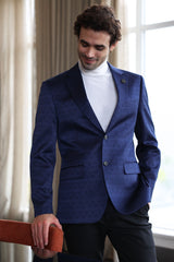 Barabas Wholesale Men's Floral Pattern Notch Lapel Casual Blazer 5BL24 Navy