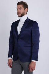 Barabas Men's Floral Pattern Notch Lapel Casual Blazer 5BL24 Navy