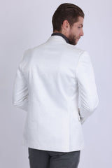 Barabas Men's Floral Pattern Notch Lapel Casual Blazer 5BL24 White