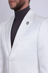 Barabas Wholesale Men's Floral Pattern Notch Lapel Casual Blazer 5BL24 White