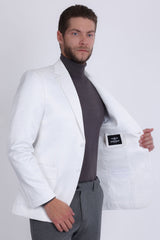 Barabas Wholesale Men's Floral Pattern Notch Lapel Casual Blazer 5BL24 White