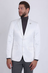 Barabas Wholesale Men's Floral Pattern Notch Lapel Casual Blazer 5BL24 White
