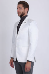Barabas Men's Floral Pattern Notch Lapel Casual Blazer 5BL24 White