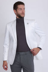 Barabas Men's Floral Pattern Notch Lapel Casual Blazer 5BL24 White