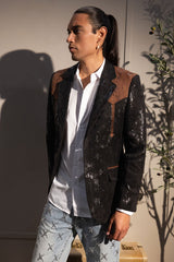 Barabas Wholesale Men's Western Suede Notch Lapel Casual Blazer 5BL27 Black
