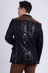 Barabas Wholesale Men's Western Velvet Notch Lapel Casual Blazer 5BL27 Black