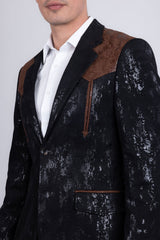 Barabas Wholesale Men's Western Velvet Notch Lapel Casual Blazer 5BL27 Black